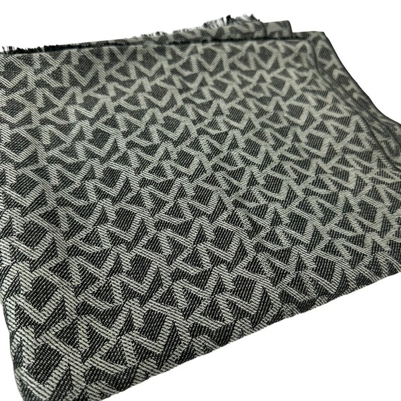 Michael Kors Black and White MK Printed Logo Scarf Wrap Shawl - Picture 11 of 13